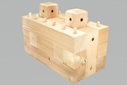 Mikro-modulare Holzbausteine mit Buchenholzdübeln für den Massivholz-Rohbau.  
